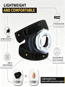 1 件可调节弹性髌骨护膝，用于缓解膝盖不适，膝盖压缩套护膝，男女健身护膝，适用于篮球、网球、健身、跑步，膝盖以上 10 厘米/4 英寸，周长：30-56 厘米/12-22 英寸，黑色/灰色健身配件护膝 - 彩色 - 查看 5