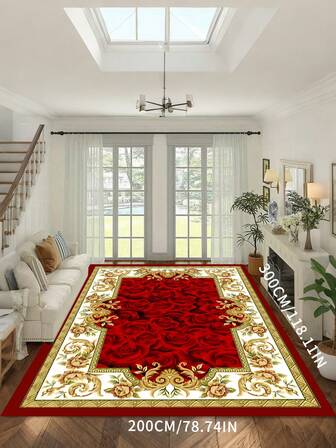 1 pieza Alfombra decorativa con forma de rosa roja, adecuada para hotel, sala de estar, dormitorio, oficina en casa, sala de estudio y comedor