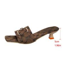 صنادل كعب قطة 2025 الجديدة للنساء، كعب عالي مريح وجذاب للارتداء الصيفي الخارجي - بني - مشاهدة 12