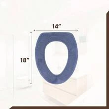 Funda suave para asiento de inodoro u2013 Calentador de asiento de inodoro de felpa y tela gruesa para asientos de inodoro redondos y alargados de 14x 18 pulgadas, reutilizable, lavable a mquina, fcil de instalar, embalaje listo para regalo, color gris helado - 2 cenizas moradas - Ver 5