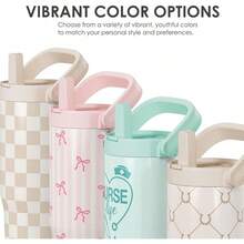 Pink Bow Stainless Steel Straw Lid Tumbler 30oz With Carry Handle For Women Girls, Insulated Travel Coffee Cup, Gift For Sports Outdoor Workout Christmas Birthday - 護士1 - 查看 4