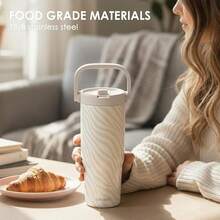 Pink Bow Stainless Steel Straw Lid Tumbler 30oz With Carry Handle For Women Girls, Insulated Travel Coffee Cup, Gift For Sports Outdoor Workout Christmas Birthday - 斑馬皮 - 查看 6