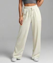 Calça Wide Leg Barra Flare Sofistificada Caimento Estruturado Alta Tendencia Contemporânea  Causal Confortável Moderno Chic - Creme - Visão 12