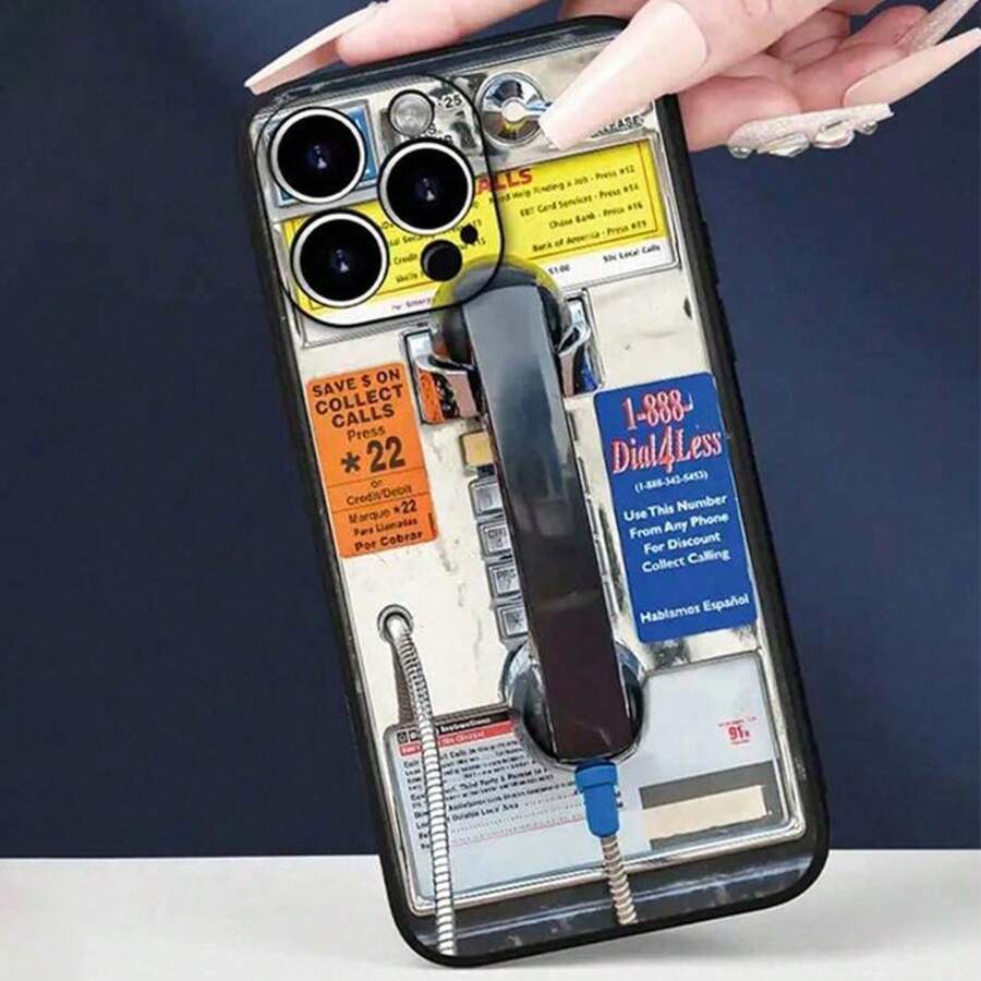Vintage Telephone Booth Pattern Phone Case, Full Body Shockproof Phone Protective Cover, Smartphone Protector, Fashion Cellphone Compatible With IPhone, Casing - Black - View 1
