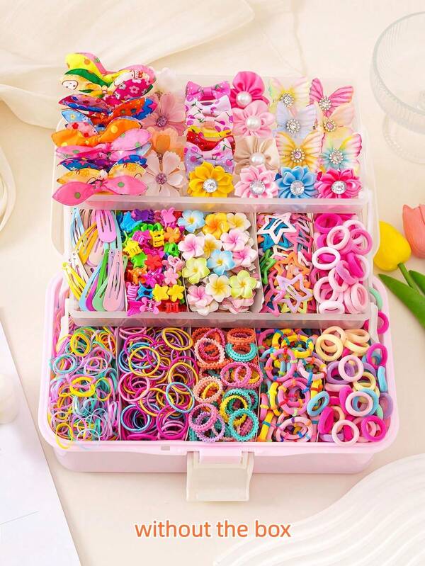 678pcs/Set Girls Hair Accessories Set, Cute Diverse Colorful Hair Clips, Hair Ties, Hair Decorations With Bow, Flower, Butterfly Designs, Perfect Gift For Girls, Party & Holiday Hairstyles (No Box - OPP Bag)