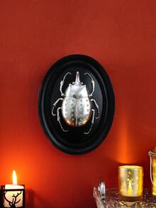 1件银色甲虫系列装饰挂件，黑色椭圆形甲虫造型ABS树脂手工墙饰，昆虫爱好者、昆虫博物馆、主题派对装饰、家居墙饰的理想之选 - 銀色 - 查看 6