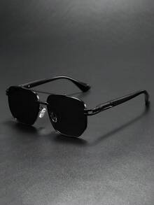 1pc Men's Classic Retro Aviator Fashion Glasses, Metal Frame Fashion Eyewear - Retro Aviator Border - View 12