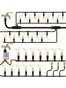 "Efficient Water-Saving Drip Irrigation System Kit With 1/4'' Mist Nozzles & Locking Fittings - Automatic Plant Spray & Dust Reduction Watering Nozzles, Compatible With 1/4'' Drip Tubing For Potted Plants, Flower Beds, Garden Irrigation Supplies" - Multicolor - View 3