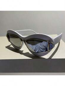 Vintage Classic Cat Eye Fashion Glasses For Women And Men, Suitable For Hiking, Travel, Stage Performances, Decorative Glasses, Beach Photos, Stylish And Unique Fashionable Glasses - 黑黃 - 查看 4