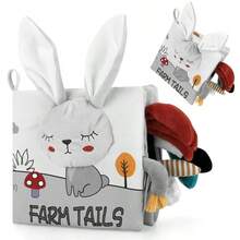 Soft Baby Books High Contrast Baby Toy, Touch And Feel Crinkle Cloth Book Infant Tummy Time Educational Toy With Fabrics, Includes Tail And Sound, Christmas Baby Shower Gift For Newborn Boys And Girls - Multicolor - View 5