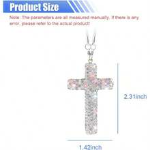 MX  Bling Cross Car Hanging Ornament Crystal Rhinestone Car Rearview Mirror Pendant For Women Diamond Rear View Mirror Charm Present Universal Vehicle Interior Decoration Accessory White - trắng - Xem 2