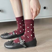 Women Striped Socks, Cute Ankle Calf Sock For Women Cotton Knit Size 5-9, Medium Casual Women's Novelty Socks{Inchsize_nameinch:Inch5-9inch,Inchcolor_nameinch:InchDotsWhiteBeigheBlackGreyPinkBowinch} - 粉色 - 查看 7