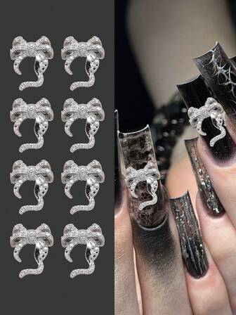 10 st. rosett-nagelberlocker i set, nageldekoration i 3D-legeringsband, gör-det-själv-nagelkonst, lämplig för personligt bruk i nagelsalonger, nagelkonsttillbehör