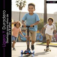 Scooter Plegable para Niños de 2-10 Años, Patin de 3 Ruedas con Luz LED y Altura Ajustable, Patineta Infantil para Ejercicios y Diversión en el Aire Libre con Sistema de Balanceo - Multicolor - Ver 4