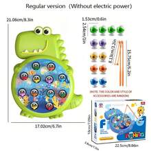 Festive Dino Fishing Game: Play And Drop Resistant,Plastic, Ages 3-6,Electric Fishing Reel, Magnetic Fishing Toy With Random Color Fish And Accessories!(Requires Two No. 5 Batteries To Be Provided)
