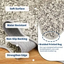 Simple Kitchen Modern Home Decor Area Rug Soft Non Slip Stain Resistant Carpet Thin Non Shedding Printed Floorcover Low Pile Bordered Entrance Runner Rug Washable Easy To Clean Mat Throw Rug For Laundry Living Room Hallway Bathroom Bedroom Dinning Room - 米灰色 - 查看 5
