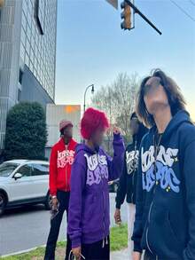 Y2k Hoodies Puff Print Hoodie Grunge Graphic Zip Up Hoodies Y2k Jacket Hip Hop Streetwear Aesthetic Sweatshirts  Halloween    Spring/Fall    Regular Fit    Zipper  Drawstring  Pocket    Halloween - 粉色 - 查看 4
