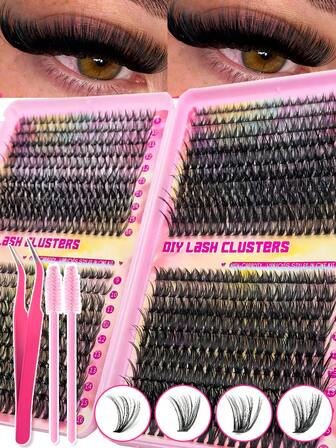 800片/280片/200片假睫毛套装，30D+40D+50D+60D D型卷度，9-16毫米，防水防汗，轻盈蓬松，让双眼看起来更大。新手友好型假睫毛套装，提升您的眼妆效果。旅行和舞会时，更能凸显眼妆的魅力。
