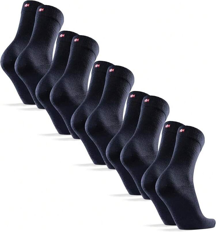 DANISH ENDURANCE Calcetines de Lana Merino Ligera, Calcetas Clásicas de Vestir, Corte Ejecutivo, 3 Pack - Azul Marino Oscuro - Añade 13