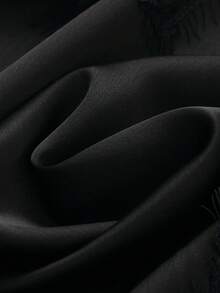 女士蕾丝连衣裙缎面不对称夏季派对短裙女式新款睡衣无袖可调节肩带性感女士露背连衣裙 - 黑色 - 查看 5