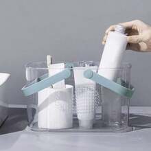 Diseño ballena transparente portátil cesta de plástico con ranura de gran capacidad baño cocina multi-escena rápido drenaje cesta de almacenamiento - Cieloazul - Ver 3