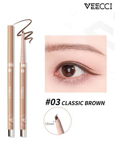 VEECCI 自动旋转眼线胶笔，防水防晕染，自然持久，细扁头眼线笔，适合初学者女性使用