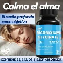 MMQ Glicinato de magnesio 1500 mg con vitaminas B6 y D3 | Fórmula de alta absorción para el sueño, la calma, la relajación muscular, los calambres en piernas y pies, el metabolismo, la salud cardíaca, los huesos y los nervios | 60 cápsulas - Otros - Ver 1