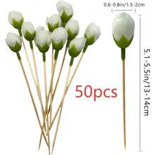 Stuzzicadenti decorativi con fiori di rosa, frutta e fiori artificiali, bastoncini per dessert per feste di compleanno, matrimoni, pomeriggio in casa, accessori da tavola artistici