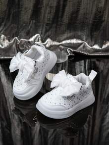 Girls' Princess 7-Color LED Light Shoes, Comfortable Soft Bottom Bow Casual Shoes - White - View 7
