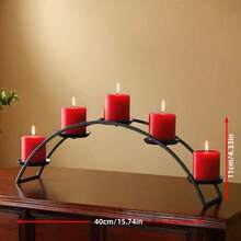 5-Piece Candle Holder Set - Elegant Curved Design, Sturdy Iron Construction With Black Finish, Suitable For Valentine's Day, Ramadan, New Year, Restaurants, Living Rooms, And Various Events - Black - View 6