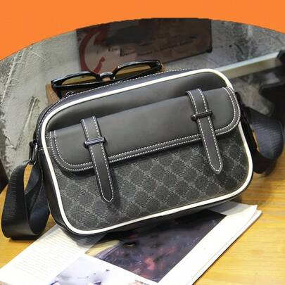 Men's Waterproof Nylon Crossbody Bag Multi-Pocket Large Capacity Shoulder Sling Bag With Rhombus Grid Pattern Lightweight Casual Chest Pack For Sports Travel Outdoor High-Quality , Vintage , Travel Bag