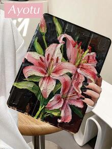 Ayotu Ốp lưng iPad họa tiết hoa sen sơn dầu, tương thích với iPad 10.2" (2021/2020, thế hệ thứ 9/8), Galaxy Tab A8 10.5" (2022), có khe cắm bút cảm ứng, tương thích với Kindle Paperwhite thế hệ thứ 12 (2024), chức năng tự động tắt/mở màn hình, ốp bảo vệ thời trang. - Nhiều màu - Xem 3