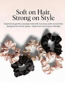 Elásticos de cetim para mulheres [sem danos], elásticos de cabelo antifrizz para dormir, elásticos de seda macios para cabelos grossos, prendedores de rabo de cavalo sem costura, 17 peças em cores sortidas, acessórios para cabelo, elásticos de cabelo, corda de cabelo