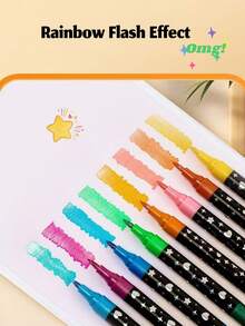 24/48/72/96 Colour Double-Tip Glitter Markers, Glitter Curry Pens, Watercolor Drawing Pens, And Fluorescent Glitter Chalk Sets. Christmas Gift, School Supplies, Office Supplies, Bible Study Supplies, Scrapbook Supplies, Highlighters For School, Back To School, Cute Pens, Art Supplies - Multicolor - View 4