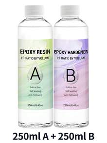 1:1 Epoxy Resin 240ml/500ml Transparent Epoxy Resin Kit, Self-Leveling, High Gloss, Non-Yellowing, Bubble-Free Casting Resin, Ideal For Crafts, Tabletops, DIY - Epoxy Resin - View 4