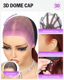 MEGALOOK 13x6 三合一蕾丝前假发 - 100% 真人发丝，预先修剪的发际线，波浪纹理，33号色，适合初学者，外观自然，适合办公室、万圣节等场合 - S33 - 查看 3