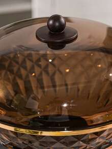 1pc Plastic PET Material Drainage High Foot Tray With Dust Cover, Unbreakable, Reusable Fruit/Dessert/Snack/Cake Serving Tray, Suitable For Various Festivals, Weddings, Parties And Events - Round-wood Grain High Legs - View 5