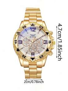 4件套男士石英表套装：经典合金表带，多种款式设计。佩戴舒适耐用，是父亲节送给父亲或祖父的贴心孝顺礼物，适合日常散步和家庭聚会。 - 彩色 - 查看 5