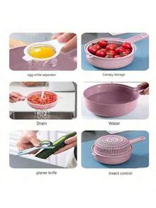 1pc/12-In-1 Multi-Functional Vegetable Chopper, Manual Carrot & Potato Grater/Slicer, Radish Shredder, Kitchen Tool, No Knife Skills Needed, Easy Vegetable Cutting, Time & Effort Saving, Wash & Cut All-In-One, Suitable Vegetable Chopper - Multicolor - View 9