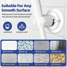 Soporte para cabezal de ducha de mano, soporte para cabezal de ducha con ventosa, cabezal de ducha ajustable montado en la pared para azulejos/vidrio blanco - blanco - Ver 6