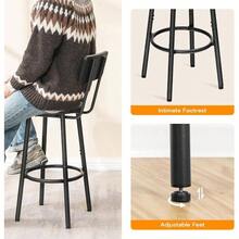 Bar Stools, Bar Stools Set Of 2 With PU Upholstered, Bar Chairs With Footrest And Back, 26 Inch Bar Stools Kitchen Island, Dining Room, Easy To Assemble, Rustic Brown And Black BF31BY01G1 - 黑色 - 查看 8