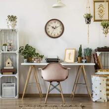 Vintage Brown Wall Clock Silent Non Ticking 12 Inch Quality Quartz Battery Operated Round Decorative Easy To Read For Home Kitchen Living Dining Room Bedroom Office Classroom School