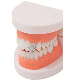 1pc Gold Hollow Star Grillz - Minimalist Hip Hop Style Unisex, Suitable For Daily Wear And Christmas Gift - Multicolor - View 7
