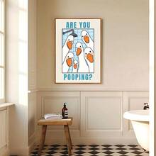 1 tấm tranh canvas phòng tắm hình con ngỗng ngộ nghĩnh có khung/không khung, dễ thương, hài hước, trang trí nhà vệ sinh, tranh treo tường độc đáo, tranh trang trí phòng tắm tối giản cho căn hộ, phòng khách, phòng vệ sinh, trang trí nhà hiện đại - Nhiều màu - Xem 4