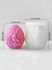复活节兔子和彩蛋硅胶模具套装 3D 椭圆形/花朵兔子彩蛋/裂纹彩蛋 - 柔软有弹性，可重复使用，易于脱模 | 适用于 DIY 香薰蜡烛、石膏饰品、树脂艺术品 | 是复活节装饰、无焰香氛蜡和节日礼物的理想之选 - 白色 - 查看 10
