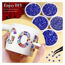25000PCS Royal Blue Resin Flatback Rhinestones For Crafts Tumblers Shoes Celebration Makeup Dration, Sapphire Flatback Gems For Graduation Cap Bling, Bedazzling Crystals With B7000 Glue - 多色133 - 查看 2