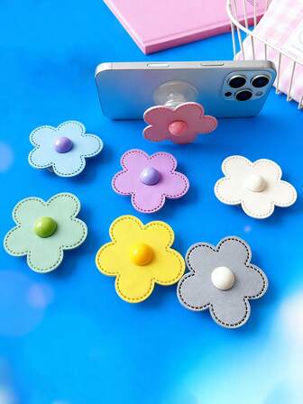 1个彩色珍珠花朵设计可伸缩折叠手机支架，透明气垫慵懒支架，适用于桌面、直播、自拍，男女通用创意花朵珍珠手机配件，理想的派对礼物，兼容、安卓手机，生日礼物，送给家人、朋友，夏季浴室厨房礼物，生日手机支架手机配件，承重力强。