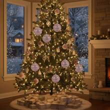 9pcs 8cm Christmas Balls Pendant Xmas Tree Decoration Glitter Clear Baubles Hanging Ornaments Home Decor New Year - Rosa - Ver 1