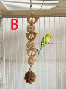 1pc Parrot Wooden Swing Hanging Toy, Parrot Swing Chew Toy, Suitable For Small Birds And Parrots
