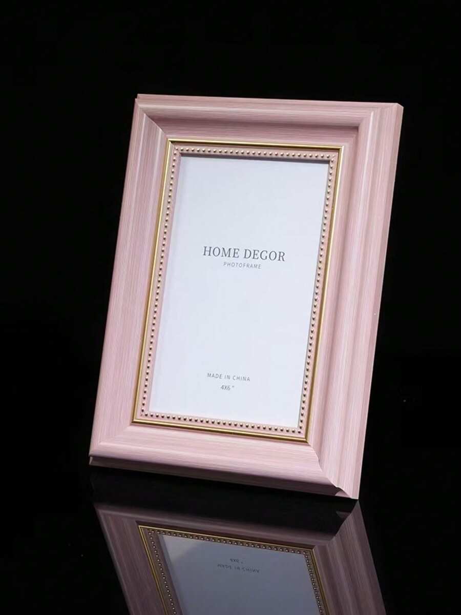 1pc Vintage Style Photo Frame, Pink And Brown With Gold Decorative Accents, Minimalist Fashion Photo Frame, Fits 4x6, 5x7, 6x8, 8x10, A4 Inch Photos, Vertical Desktop Photo Frame, Rectangular, Wall-Mounted Decorative Frame, Suitable For Room Decor, Bedroom Decor, Wedding Photos, Couple Photos, Family Photos, Valentine's Day Gift, Mother's Day Gift, Housewarming Gift, Birthday Gift, Wedding Decor, Art Wall Decor, Back To School Gift, Graduation Gift, Picture Frame - Multicolor - View 1